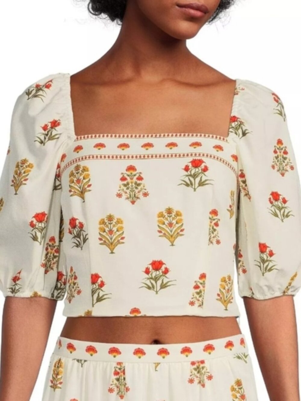 Antonio Melani Isabelle Floral Cropped Off Shoulder Top Sz 4 Bohemian Summer - Picture 2 of 7